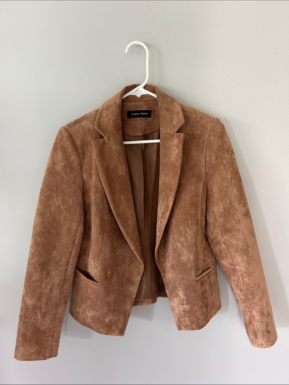 Ivanka Trump Caramel Faux Suede Blazer Jacket Size S